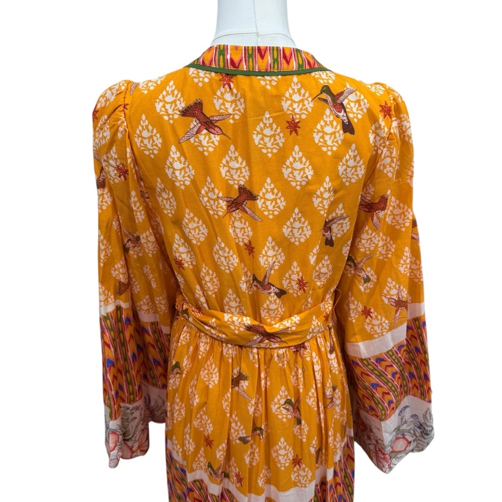 Bohemian Yellow Floral Print Maxi Dress with Tie Waist - Picture 9 of 14